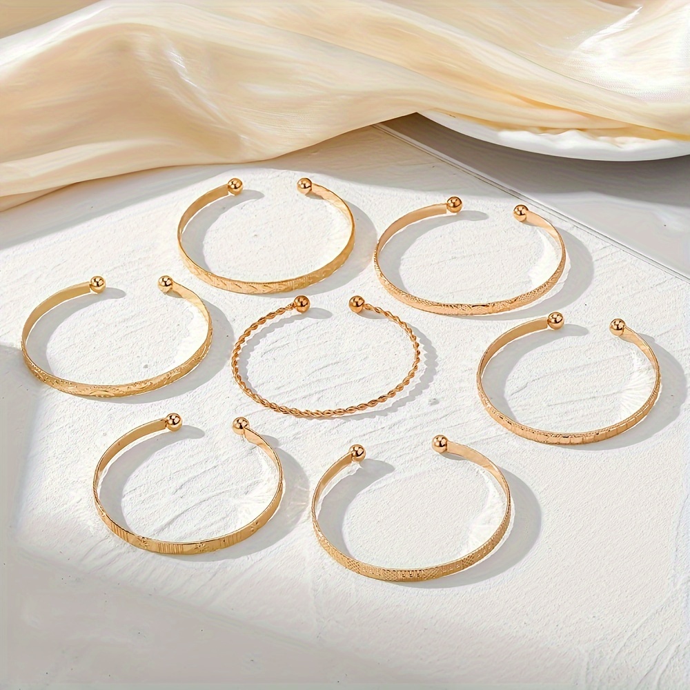 7pcs Twisted & Star Patterned Cuff Bracelets for Women